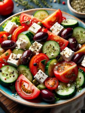 vibrant-Greek-salad-with-fresh-tomatoes-crispy-cucumbers-Kalamata-olives-crumbled-feta-cheese-and-a-sprinkle-of-dried-oregano