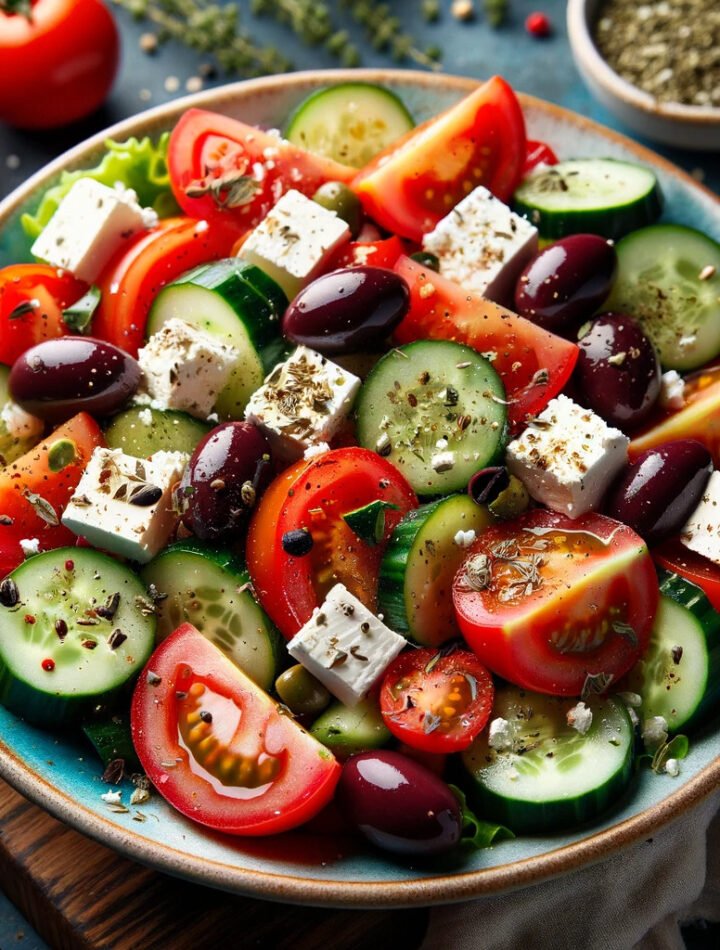 vibrant-Greek-salad-with-fresh-tomatoes-crispy-cucumbers-Kalamata-olives-crumbled-feta-cheese-and-a-sprinkle-of-dried-oregano